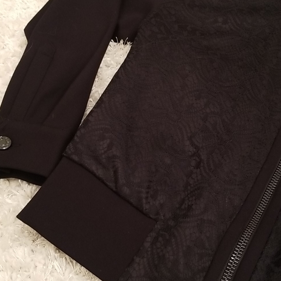 7 For All Mankind 7FAM Black Lace Bomber Jacket - Picture 3 of 11